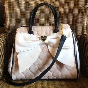 Betsy Johnson Blush Pink Quilted Heart Satchel